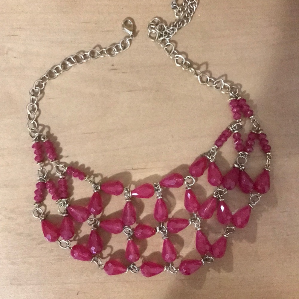 Fuchsia gem costume jewelry necklace